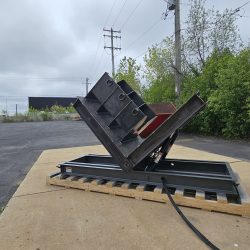 Hydraulic Tilter/Upender for Materials Processing Manufacturer, Partially Tilted, Side View