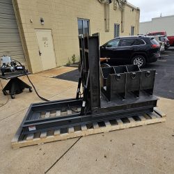 Hydraulic Tilter/Upender for Materials Processing Manufacturer, Fully Tilted, Remote Power Unit, Isometric View